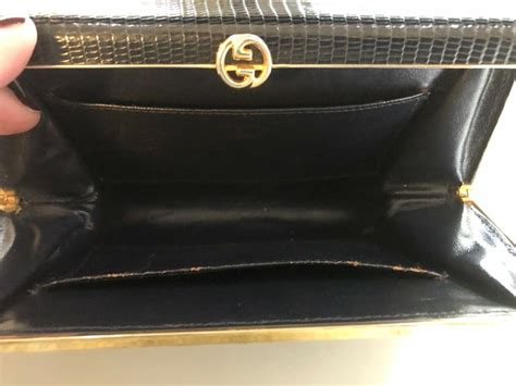 vintage gucci lizard clutch|GUCCI VINTAGE BLACK LIZARD HINGED BOX CLUTCH .